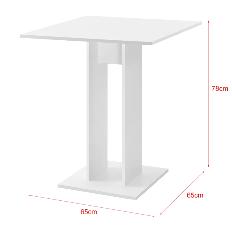 Table à manger de forme carrée table design pour salle à manger cuisine salon panneau de particules mélaminé 65 x 65 x 78 cm blanc mat 03_0006121