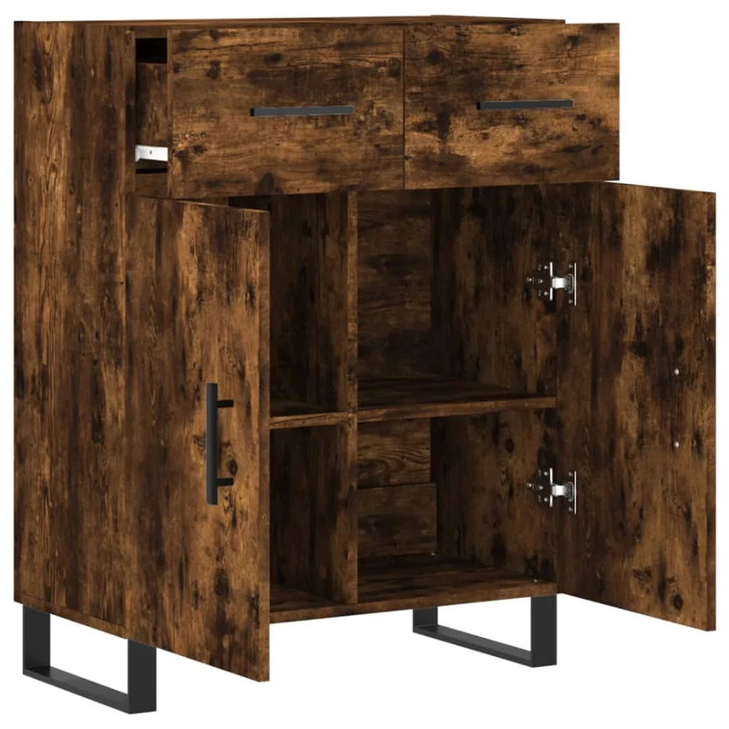 Buffet bahut commode armoire meuble de rangement organisateur cuisine salle de séjour salon 69,5 x 34 x 90 cm bois d'ingénierie marron 02_0031053