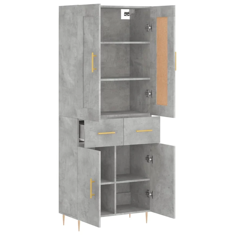 Buffet bahut commode armoire meuble de rangement organisateur cuisine salle de séjour salon haut 69,5 x 34 x 180 cm bois d'ingénierie gris 02_0034591