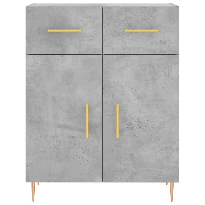 Buffet bahut commode armoire meuble de rangement organisateur cuisine salle de séjour salon haut 69,5 x 34 x 180 cm bois d'ingénierie gris 02_0034591