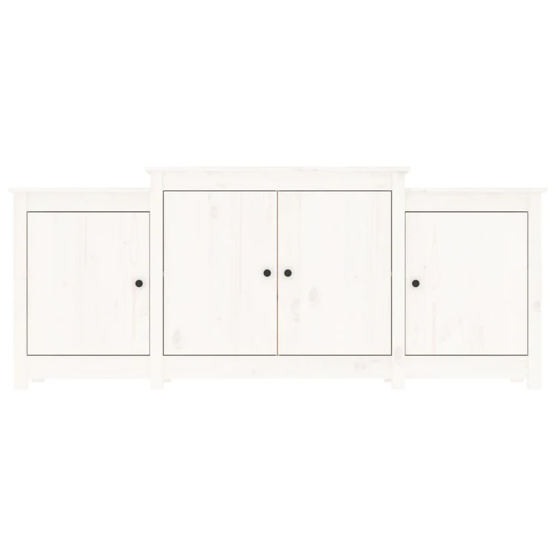 Buffet bahut commode armoire meuble de rangement organisateur cuisine salle de séjour salon 164 x 37 x 68 cm bois massif de pin blanc 02_0030213