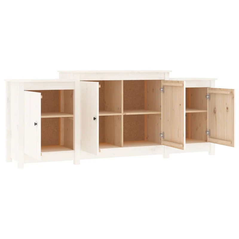 Buffet bahut commode armoire meuble de rangement organisateur cuisine salle de séjour salon 164 x 37 x 68 cm bois massif de pin blanc 02_0030213