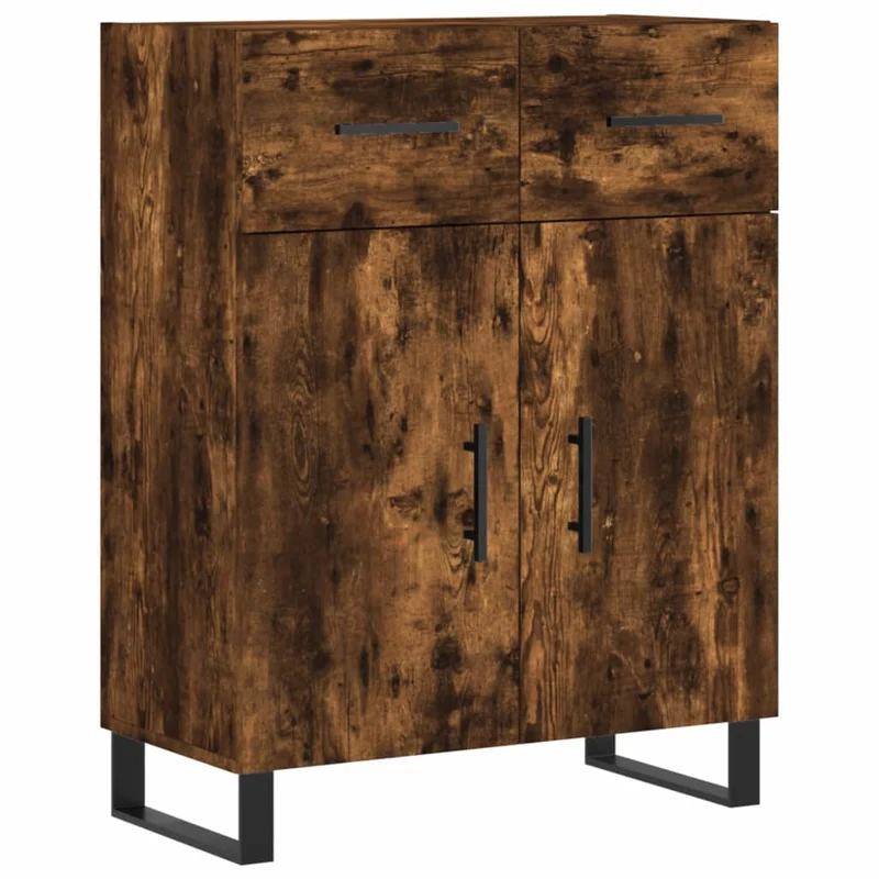 Buffet bahut commode armoire meuble de rangement organisateur cuisine salle de séjour salon haut 69,5 x 34 x 180 cm bois d'ingénierie marron 02_0033407