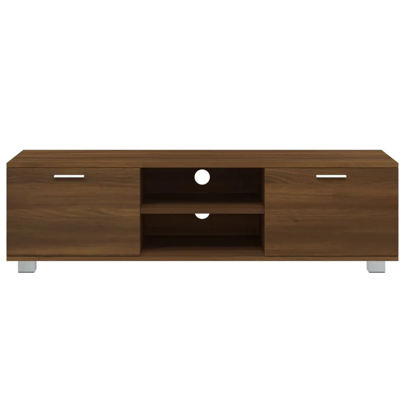 Meuble TV multimédia étagère télévision buffet téléviseur salle à manger salon chambre chêne 140 x 40,5 x 35 cm bois d'ingénierie brun 02_0027168