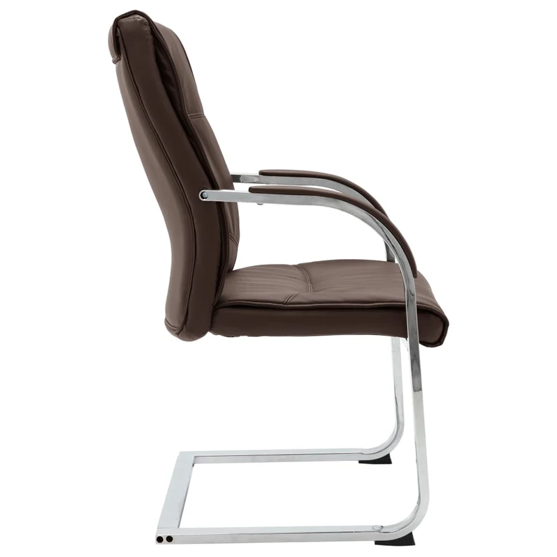 Chaise fauteuil siège de bureau informatique étude cantilever similicuir brun 02_0023993