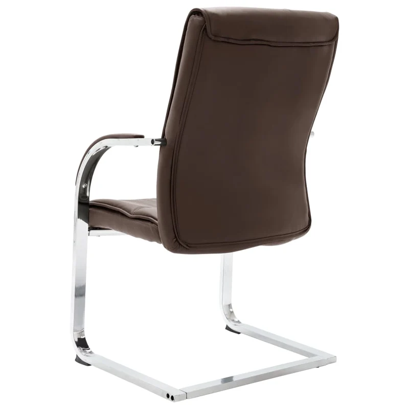 Chaise fauteuil siège de bureau informatique étude cantilever similicuir brun 02_0023993