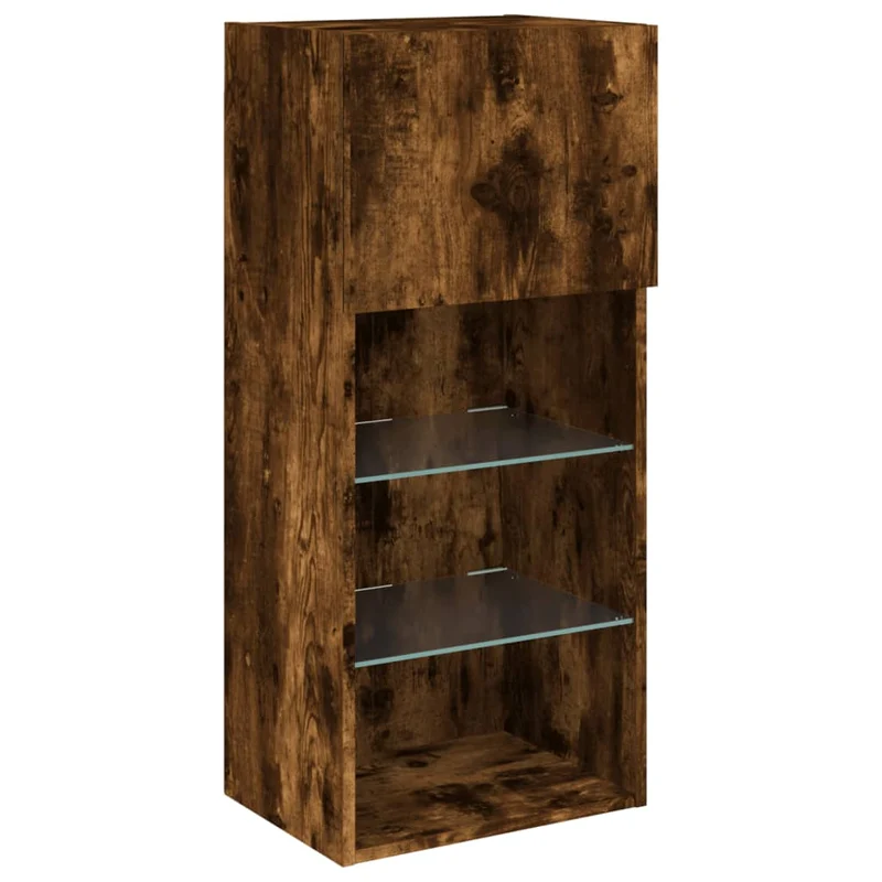 Meubles TV multimédia étagère télévision buffet téléviseur salle à manger salon chambre avec LED 5 pièces chêne fumé bois d'ingénierie brun 02_0029407