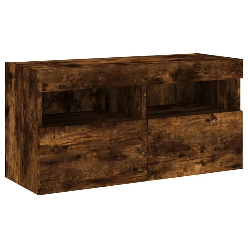 Meubles TV multimédia étagère télévision buffet téléviseur salle à manger salon chambre avec LED 5 pièces chêne fumé bois d'ingénierie brun 02_0029407
