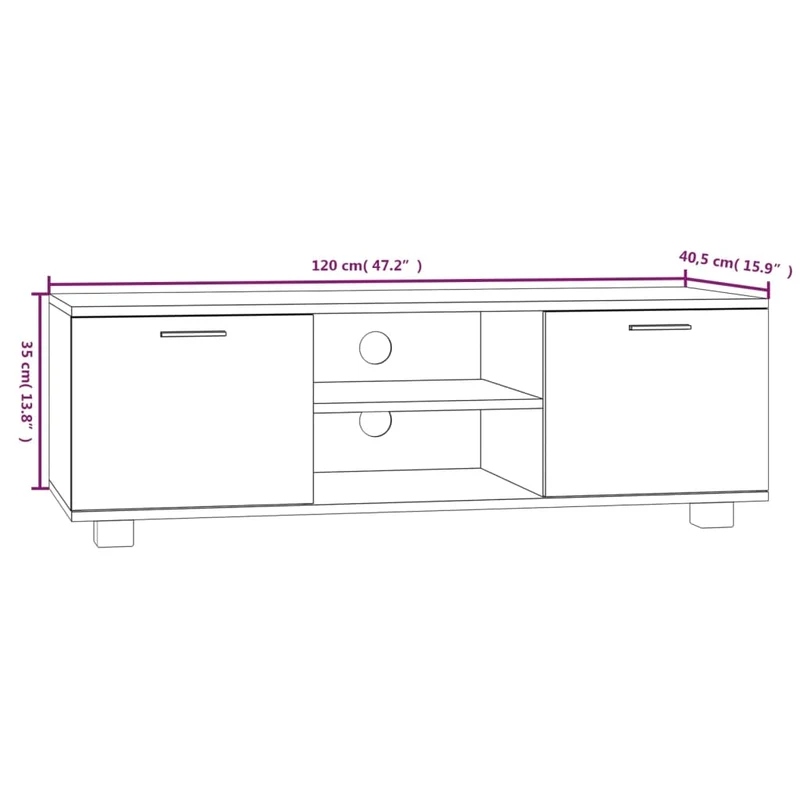 Meuble TV multimédia étagère télévision buffet téléviseur salle à manger salon chambre 120 x 40,5 x 35 cm bois d'ingénierie noir 02_0025877
