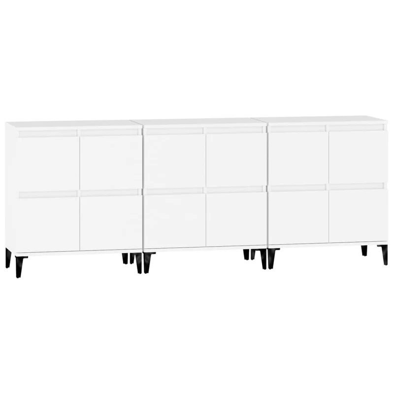 Buffet bahut commode armoire meuble de rangement organisateur cuisine salle de séjour salons 3 pcs 60 x 35 x 70 cm bois d'ingénierie blanc 02_0036991
