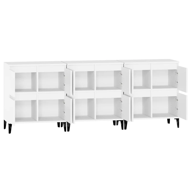 Buffet bahut commode armoire meuble de rangement organisateur cuisine salle de séjour salons 3 pcs 60 x 35 x 70 cm bois d'ingénierie blanc 02_0036991