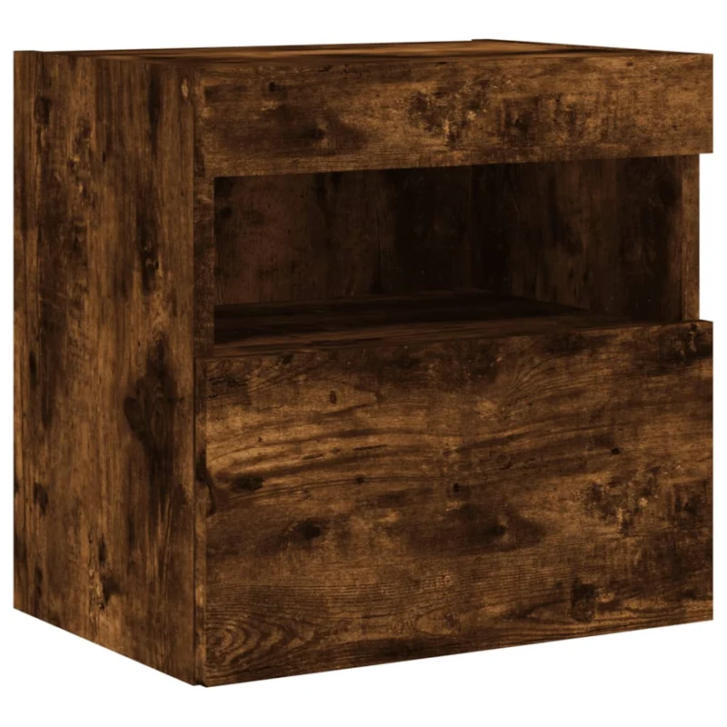 Meubles TV muraux multimédia étagère télévision buffet téléviseur salle à manger salon chambre et lumières LED 2 pièces chêne fumé 40 x 30 x 40 cm brun 02_0029139