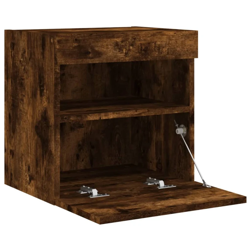 Meubles TV muraux multimédia étagère télévision buffet téléviseur salle à manger salon chambre et lumières LED 2 pièces chêne fumé 40 x 30 x 40 cm brun 02_0029139