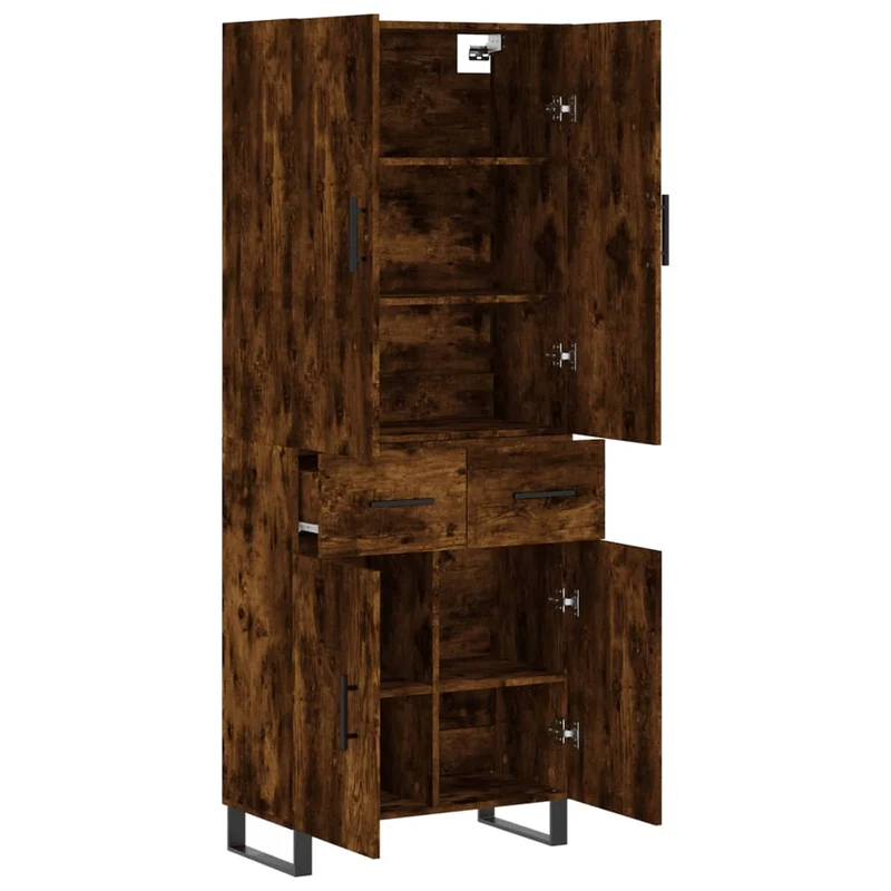 Buffet bahut commode armoire meuble de rangement organisateur cuisine salle de séjour salon haut 69,5 x 34 x 180 cm bois d'ingénierie marron 02_0033526