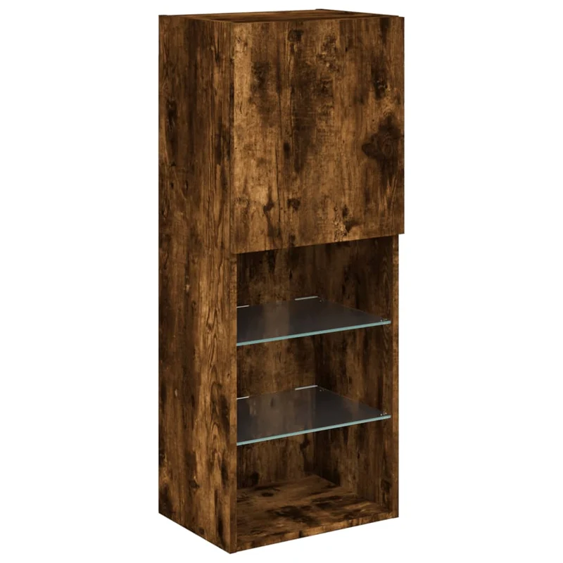 Meubles TV multimédia étagère télévision buffet téléviseur salle à manger salon chambre avec LED 6 pièces chêne fumé bois d'ingénierie brun 02_0029451