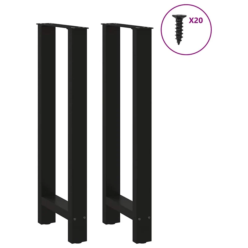Lot de 2 pieds de table de bar modernes 40 x 100 cm avec niveleurs ajustables en acier noir 02_0057576