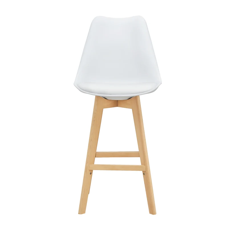 Lot de 4 tabourets de bar plastique synthétique hêtre 105 x 48 x 58 cm blanc 03_0008716