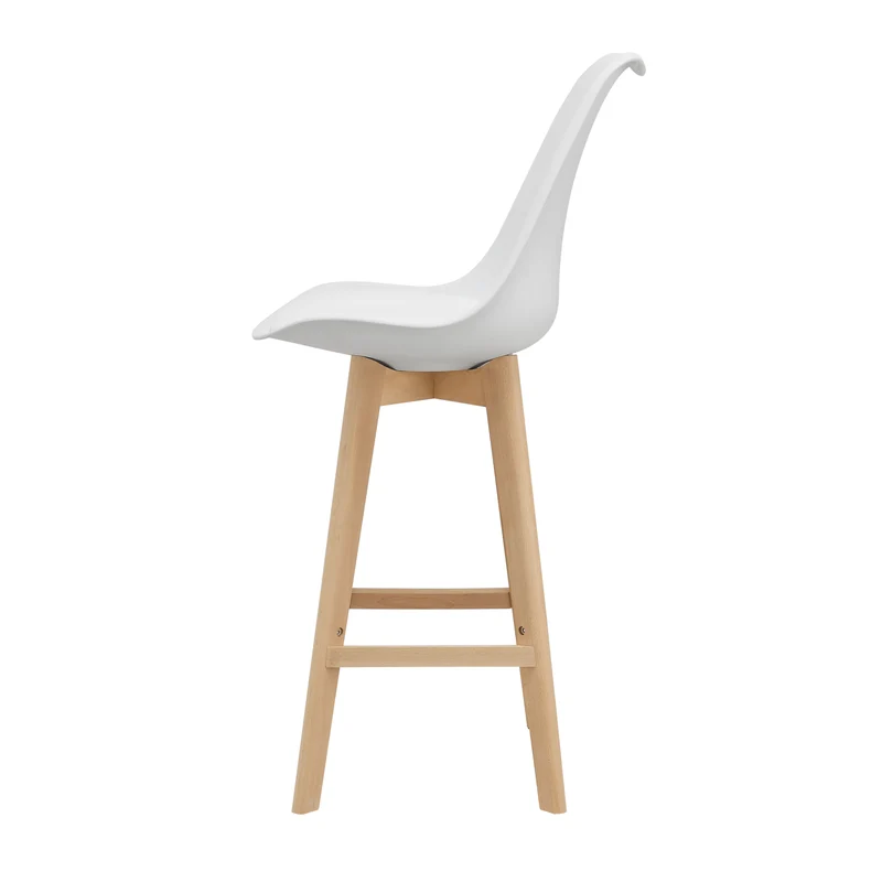 Lot de 4 tabourets de bar plastique synthétique hêtre 105 x 48 x 58 cm blanc 03_0008716