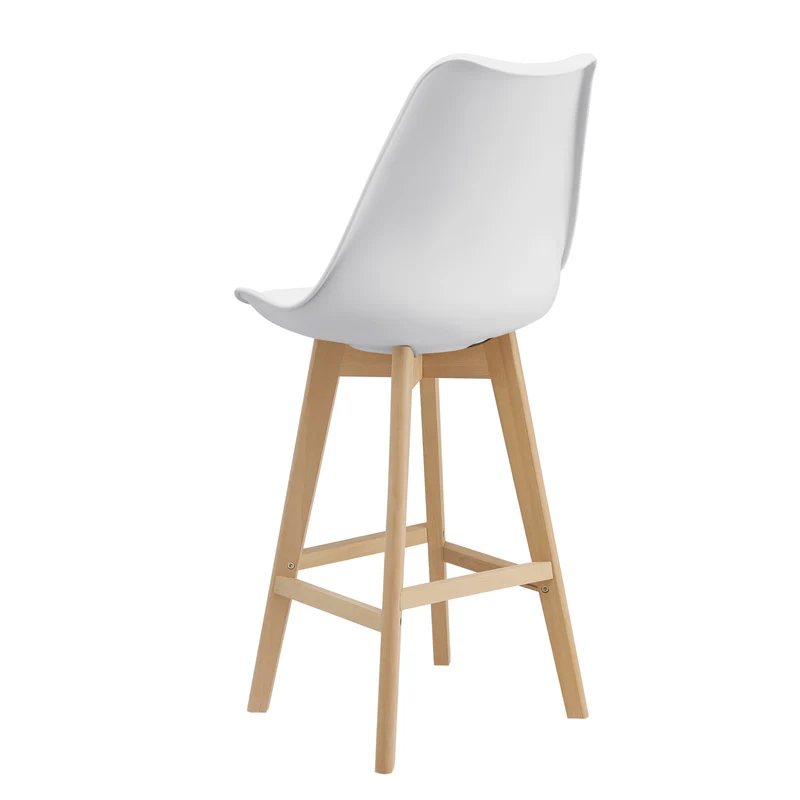 Lot de 6 tabourets de bar plastique synthétique hêtre 105 x 48 x 58 cm blanc 03_0008724
