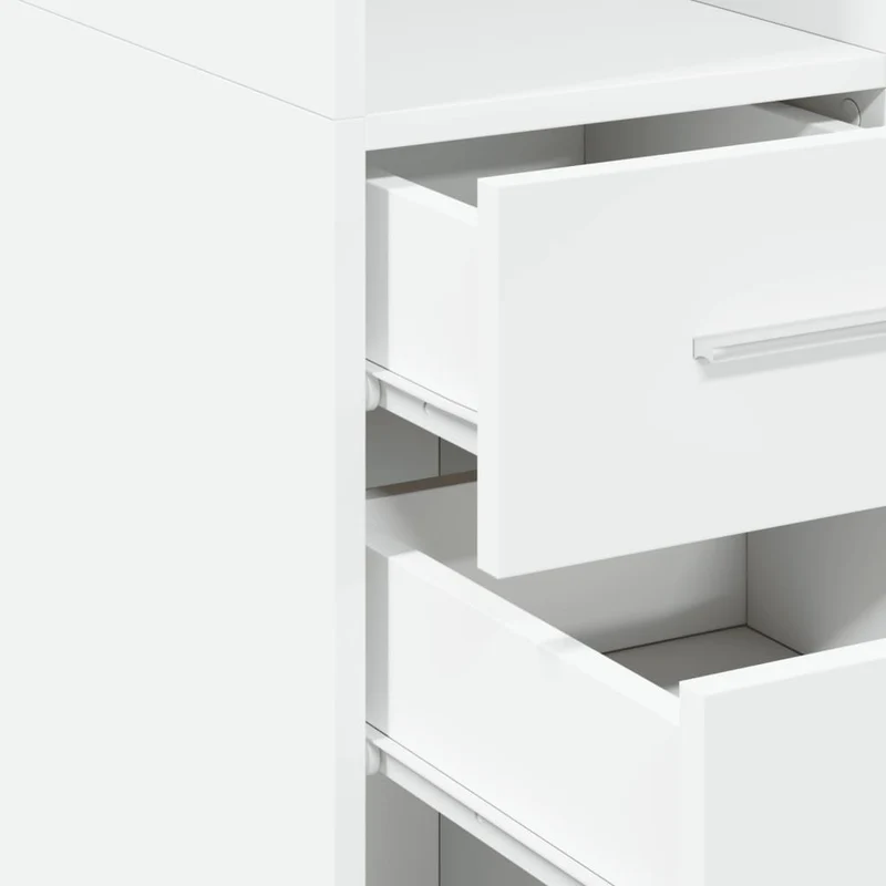 Buffet bahut commode armoire meuble de rangement organisateur cuisine salle de séjour salon haut 30 x 42,5 x 185 cm bois d'ingénierie blanc 02_0032256