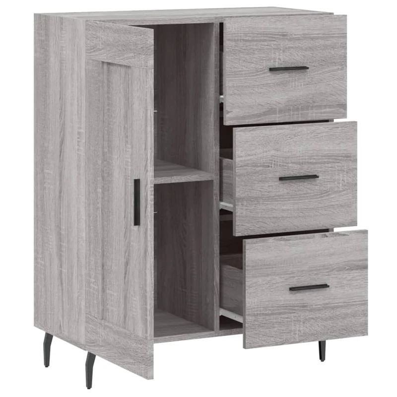 Buffet bahut commode armoire meuble de rangement organisateur cuisine salle de séjour salon sonoma 69,5 x 34 x 90 cm bois d'ingénierie gris 02_0036436