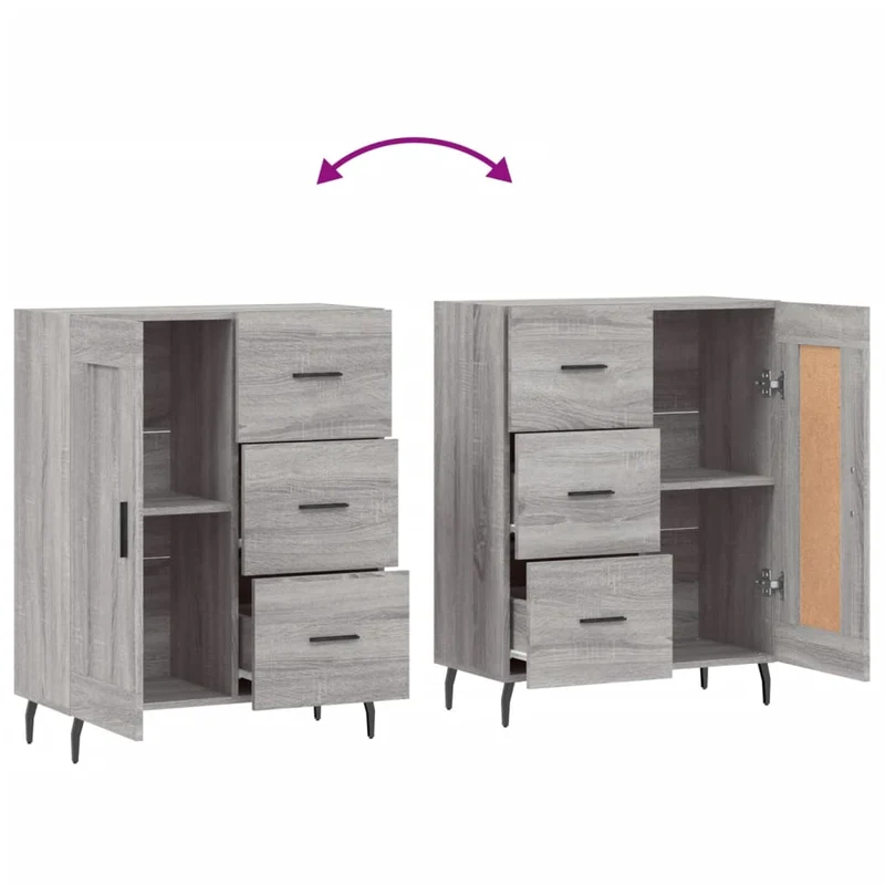 Buffet bahut commode armoire meuble de rangement organisateur cuisine salle de séjour salon sonoma 69,5 x 34 x 90 cm bois d'ingénierie gris 02_0036436