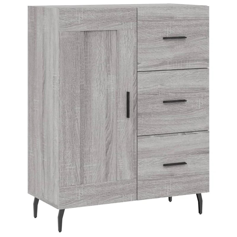 Buffet bahut commode armoire meuble de rangement organisateur cuisine salle de séjour salon haut sonoma 69,5 x 34 x 180 cm bois d'ingénierie gris 02_0035620