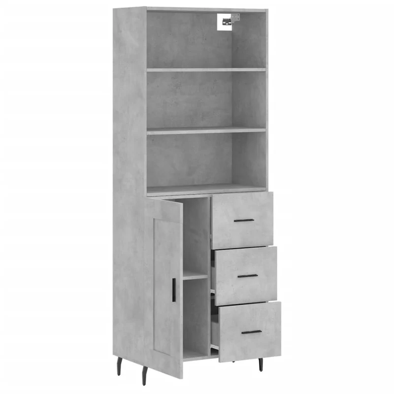 Buffet bahut commode armoire meuble de rangement organisateur cuisine salle de séjour salon haut 69,5 x 34 x 180 cm bois d'ingénierie gris 02_0034677