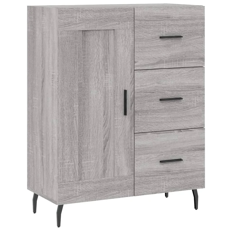 Buffet bahut commode armoire meuble de rangement organisateur cuisine salle de séjour salon haut sonoma 69,5 x 34 x 180 cm bois d'ingénierie gris 02_0035600