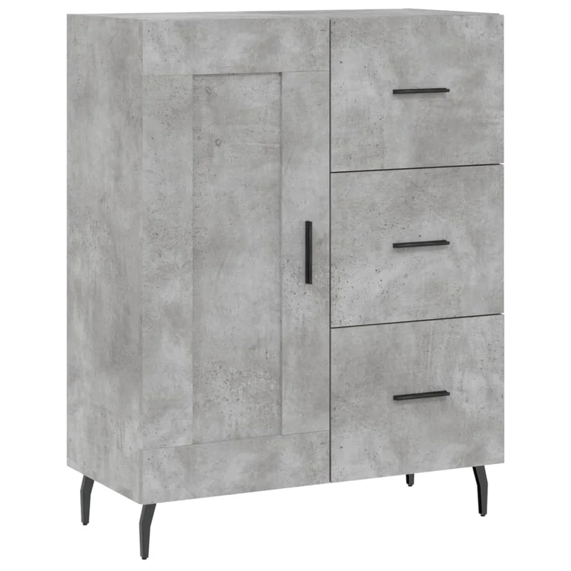 Buffet bahut commode armoire meuble de rangement organisateur cuisine salle de séjour salon haut 69,5 x 34 x 180 cm bois d'ingénierie gris 02_0034549