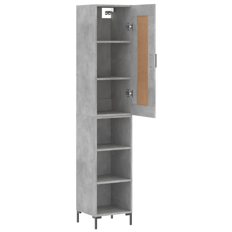 Buffet bahut commode armoire meuble de rangement organisateur cuisine salle de séjour salon haut 34,5 x 34 x 180 cm bois d'ingénierie gris 02_0034301