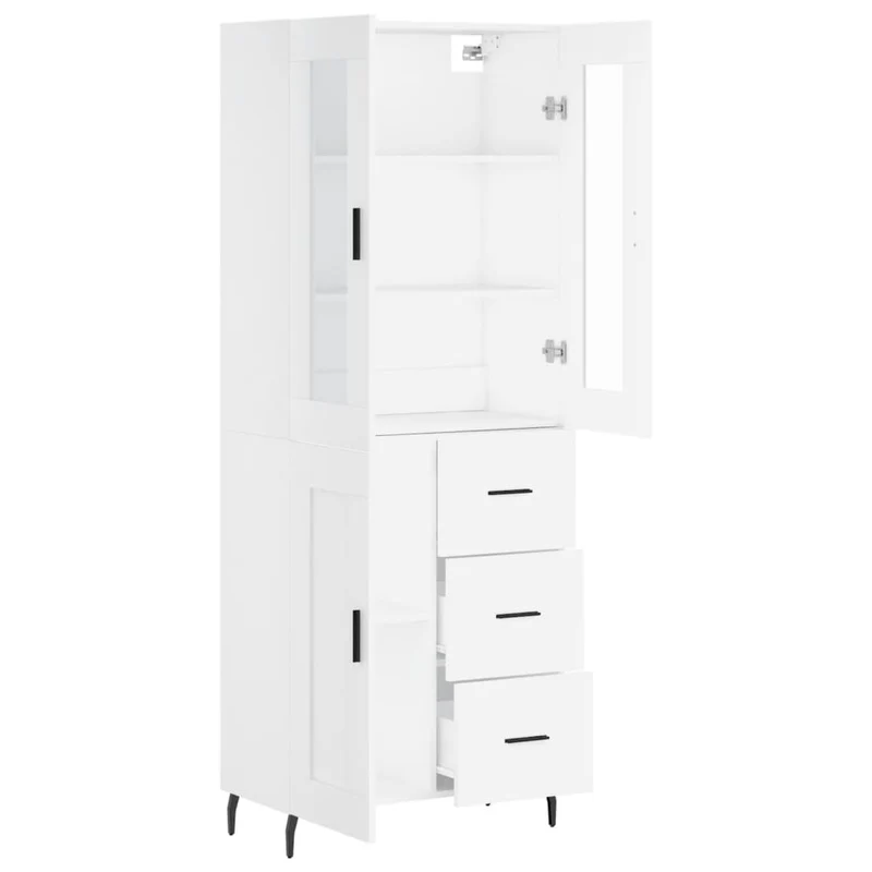 Buffet bahut commode armoire meuble de rangement organisateur cuisine salle de séjour salon haut 69,5 x 34 x 180 cm bois d'ingénierie blanc 02_0032698