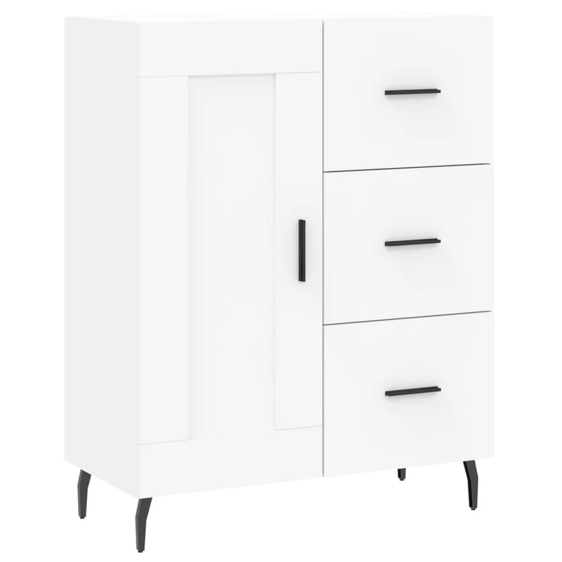 Buffet bahut commode armoire meuble de rangement organisateur cuisine salle de séjour salon haut 69,5 x 34 x 180 cm bois d'ingénierie blanc 02_0032698