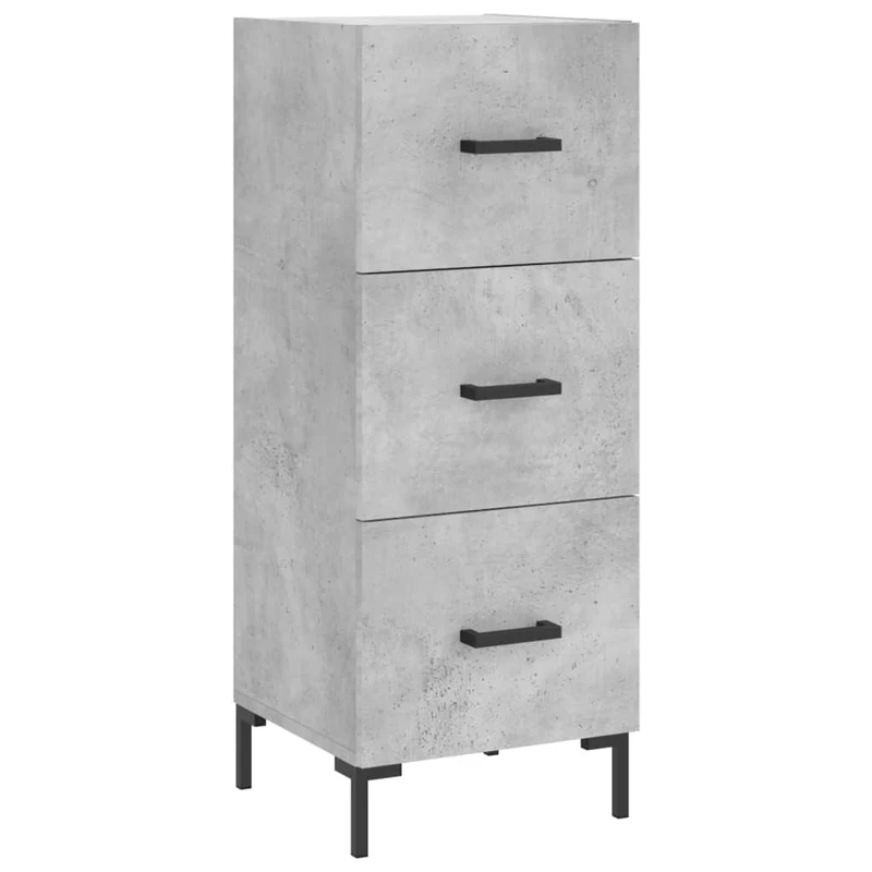 Buffet bahut commode armoire meuble de rangement organisateur cuisine salle de séjour salon haut 34,5 x 34 x 180 cm bois d'ingénierie gris 02_0034395