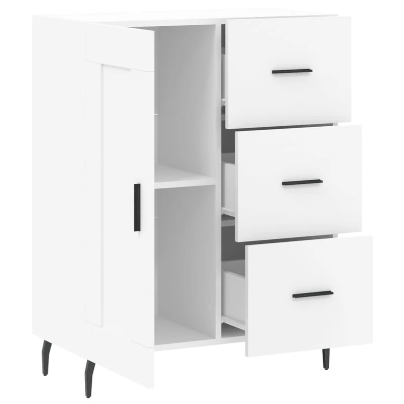 Buffet bahut commode armoire meuble de rangement organisateur cuisine salle de séjour salon 69,5 x 34 x 90 cm bois d'ingénierie blanc 02_0030432