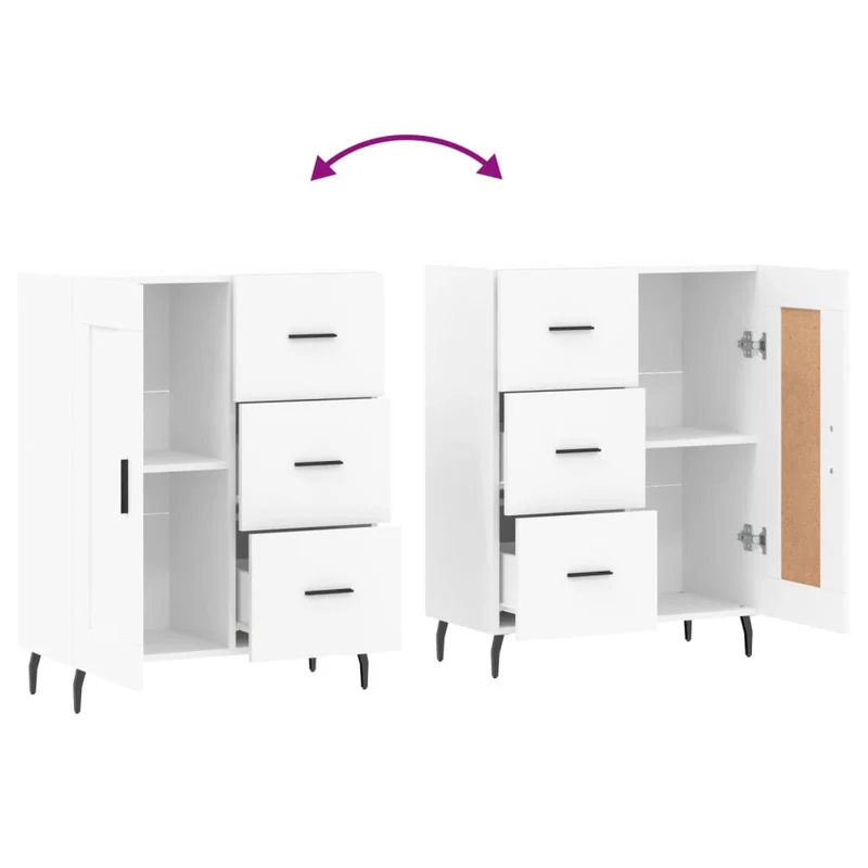 Buffet bahut commode armoire meuble de rangement organisateur cuisine salle de séjour salon 69,5 x 34 x 90 cm bois d'ingénierie blanc 02_0030432