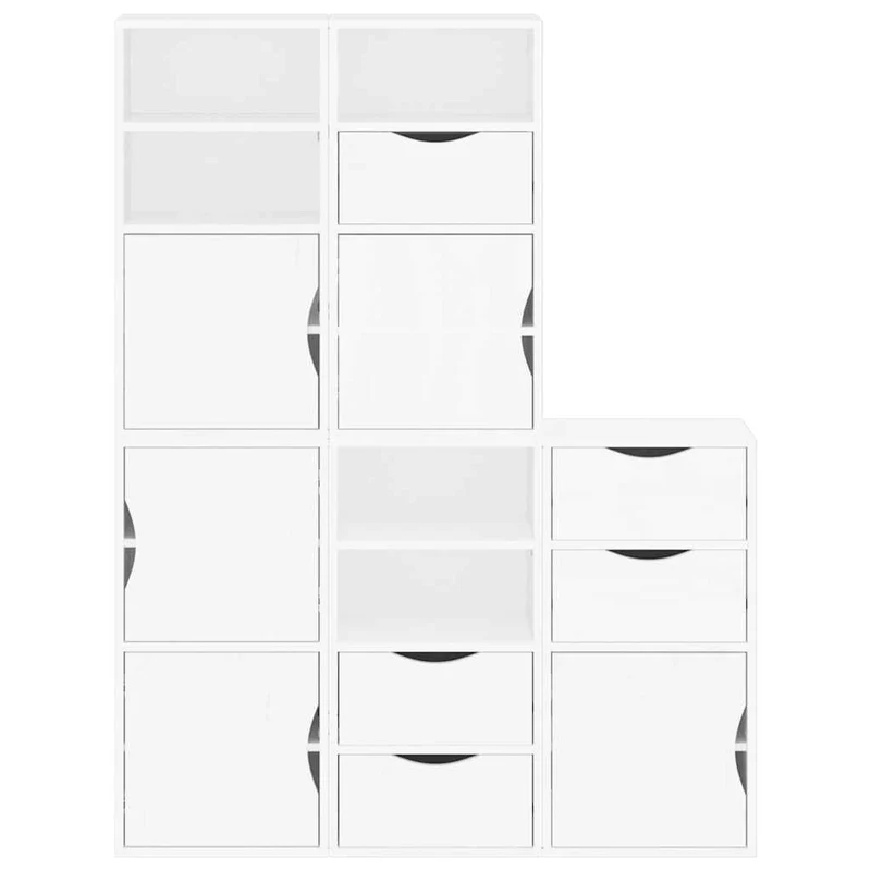 Lot de 5 armoires latérales modulaires pratiques rangement 40 x 24 x 79 cm en bois massif blanc 02_0055965
