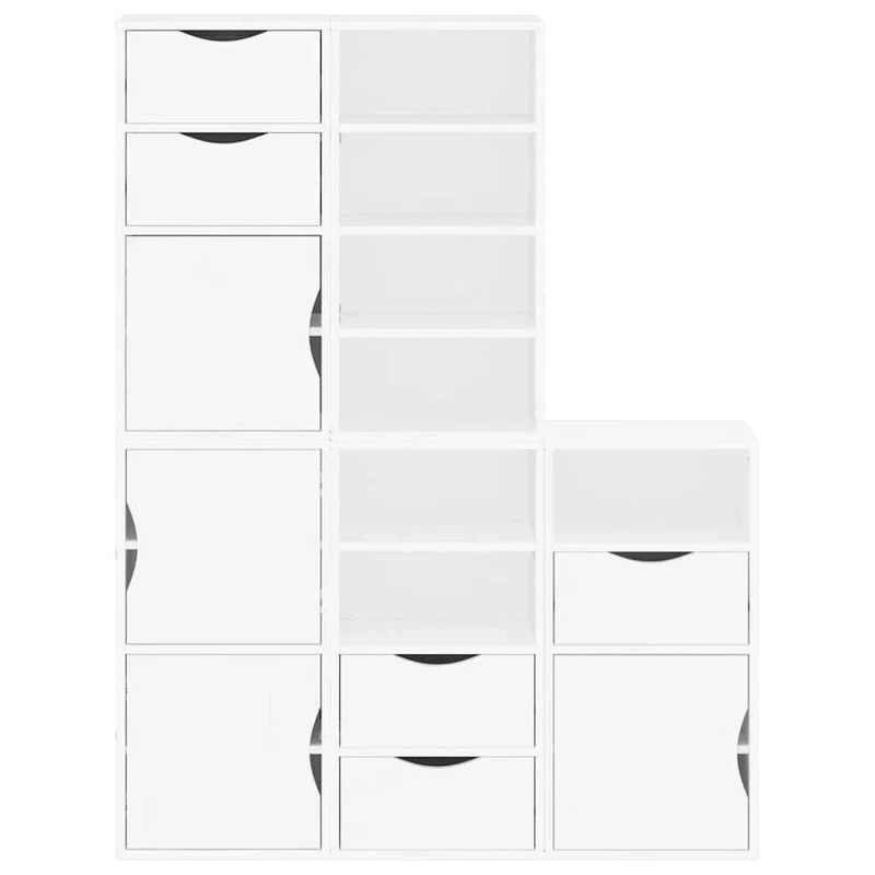 Lot de 5 armoires latérales modulaires rangement 40 x 24 x 79 cm en bois massif pin blanc 02_0055971