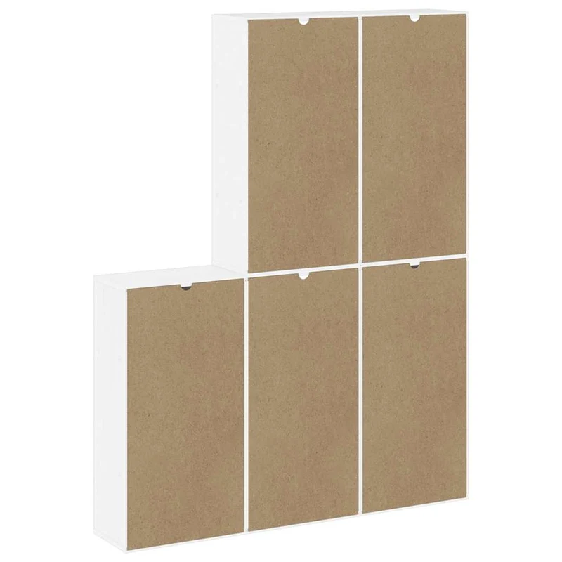 Lot de 5 armoires latérales modulaires rangement 40 x 24 x 79 cm en bois massif pin blanc 02_0055971