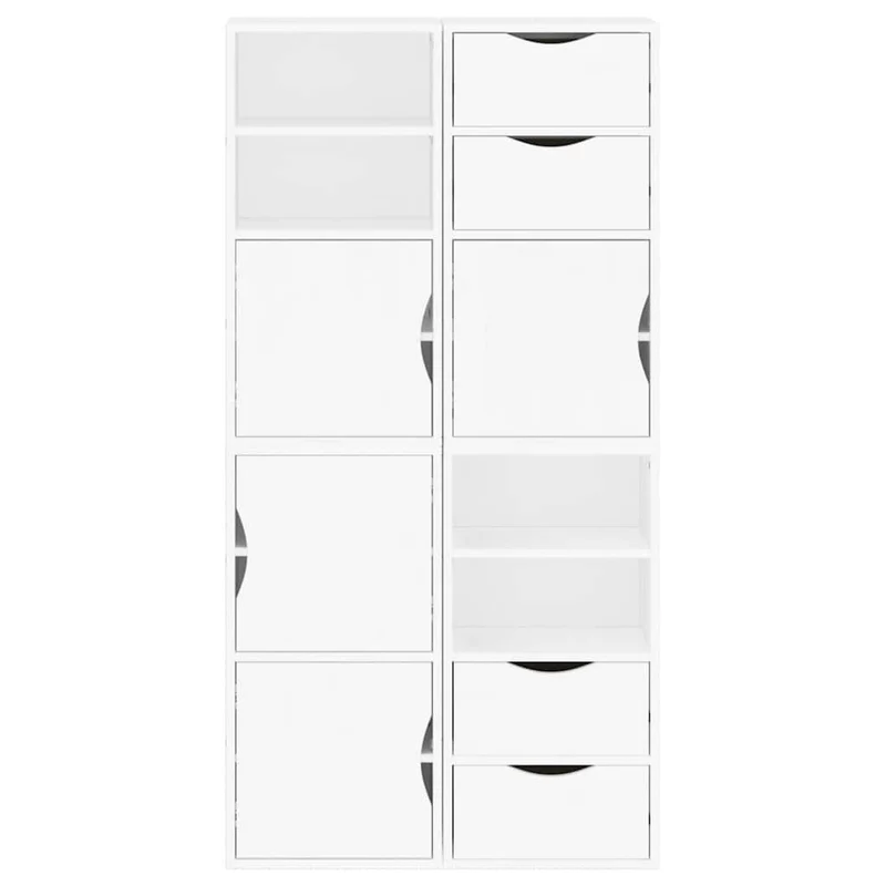 Lot de 4 armoires latérales modulaires blanc avec grand espace de rangement style rustique 40 x 24 x 79 cm en bois massif pin 02_0055957