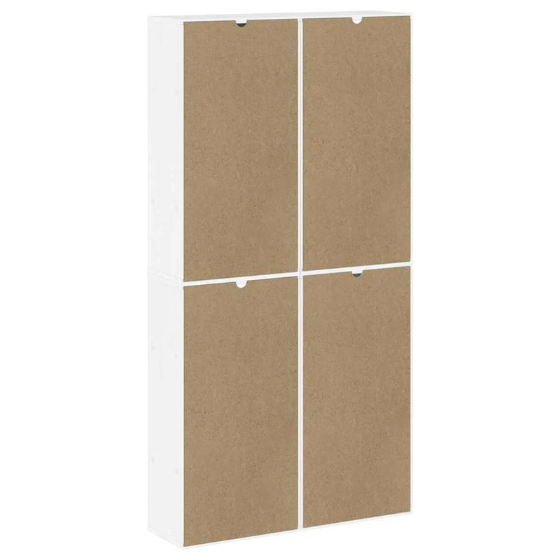 Lot de 4 armoires latérales modulaires blanc avec grand espace de rangement style rustique 40 x 24 x 79 cm en bois massif pin 02_0055957