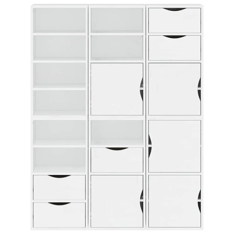 Lot de 6 armoires latérales modulaires rangement 40 x 24 x 79 cm en bois massif blanc 02_0055963