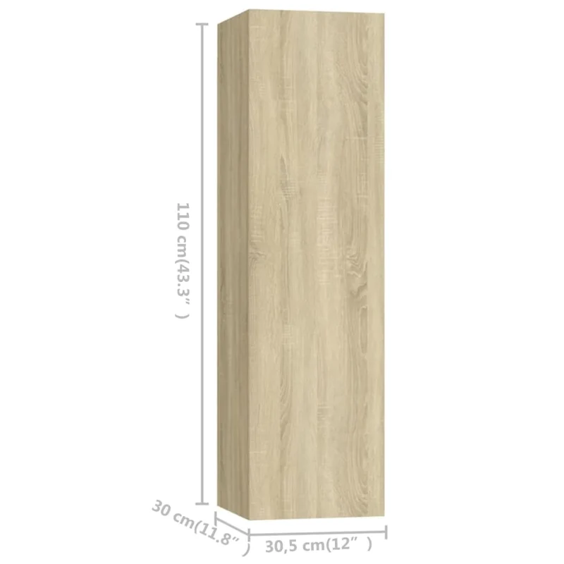 Ensemble de meubles armoire buffet TV télévision salon chambre séjour 4 pièces chêne sonoma bois d'ingénierie brun 02_0024815