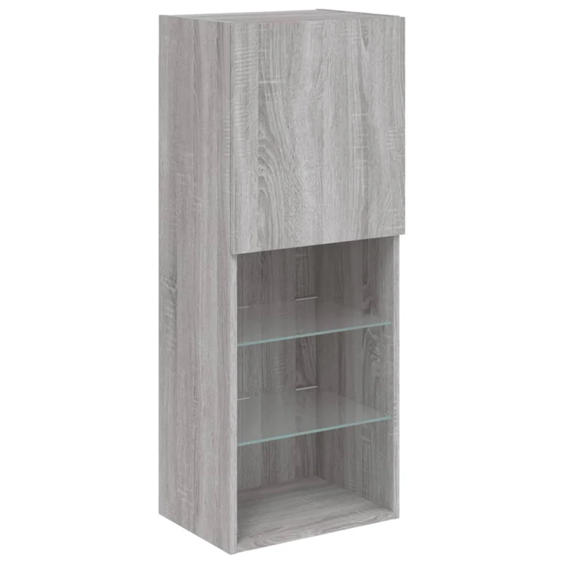 Meubles TV multimédia étagère télévision buffet téléviseur salle à manger salon chambre avec LED 5 pièces sonoma bois d'ingénierie gris 02_0029423