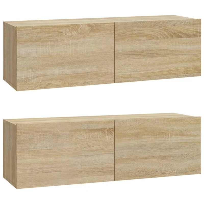 Ensemble de meubles armoire buffet TV télévision salon chambre séjour 4 pièces chêne sonoma bois d'ingénierie brun 02_0024814