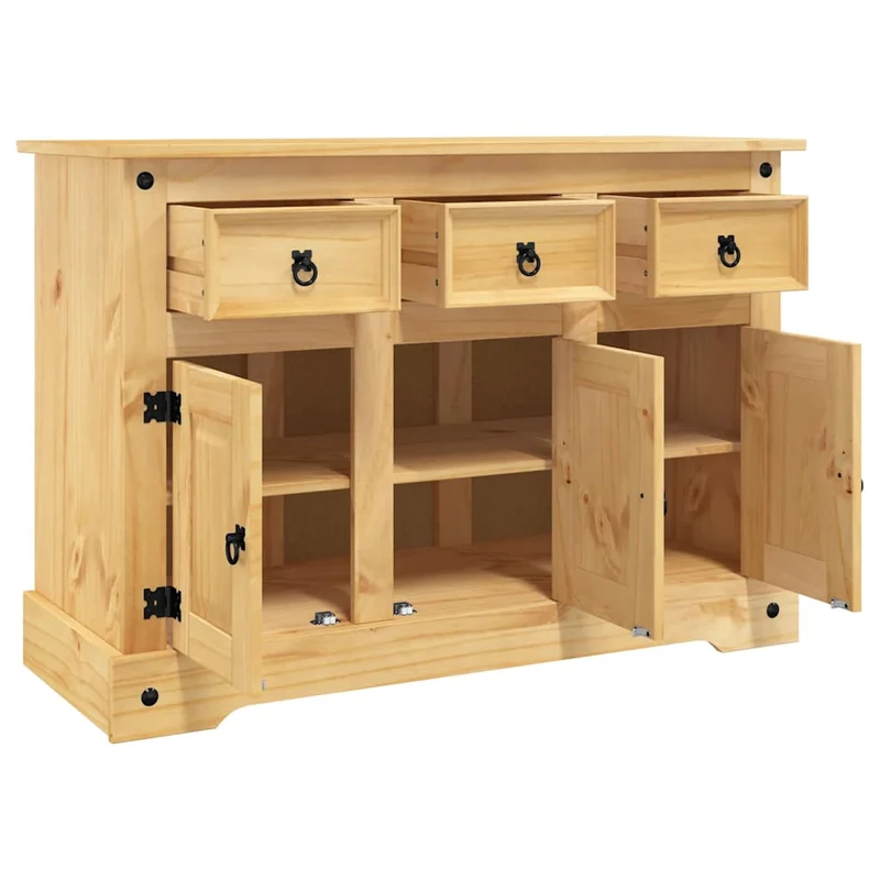 Buffet bahut commode armoire meuble de rangement organisateur cuisine salle de séjour salon Corona 112 x 43 x 78 cm bois massif pin me x icain marron 02_0031749