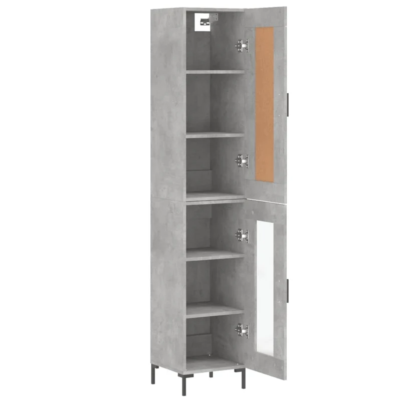 Buffet bahut commode armoire meuble de rangement organisateur cuisine salle de séjour salon haut 34,5 x 34 x 180 cm bois d'ingénierie gris 02_0034394