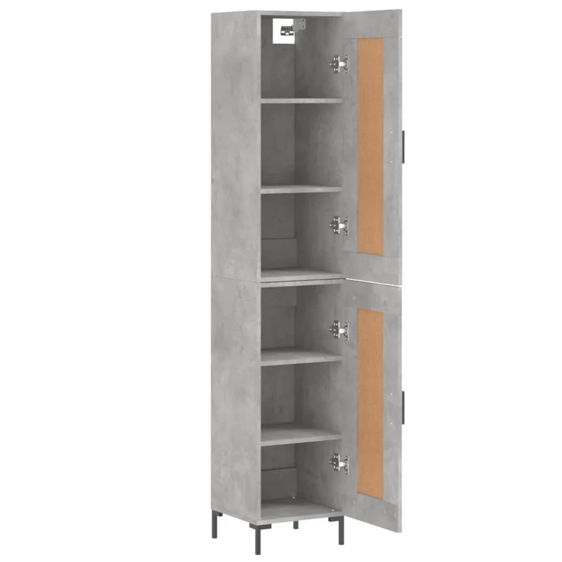 Buffet bahut commode armoire meuble de rangement organisateur cuisine salle de séjour salon haut 34,5 x 34 x 180 cm bois d'ingénierie gris 02_0034346