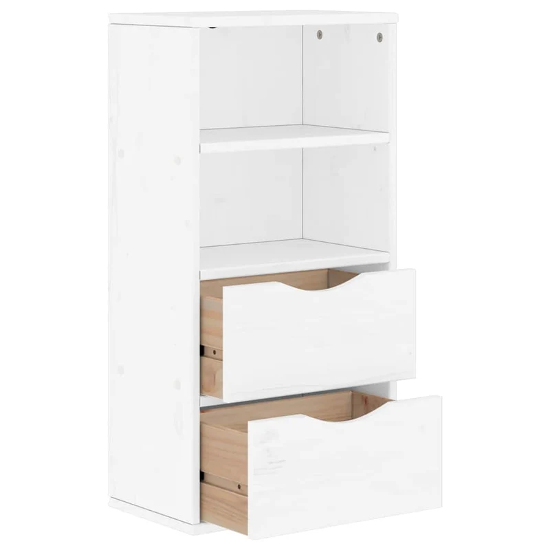Armoire latérale classique avec 2 tiroirs et 2 étagères 40 x 24 x 79 cm en bois massif pin 02_0058041