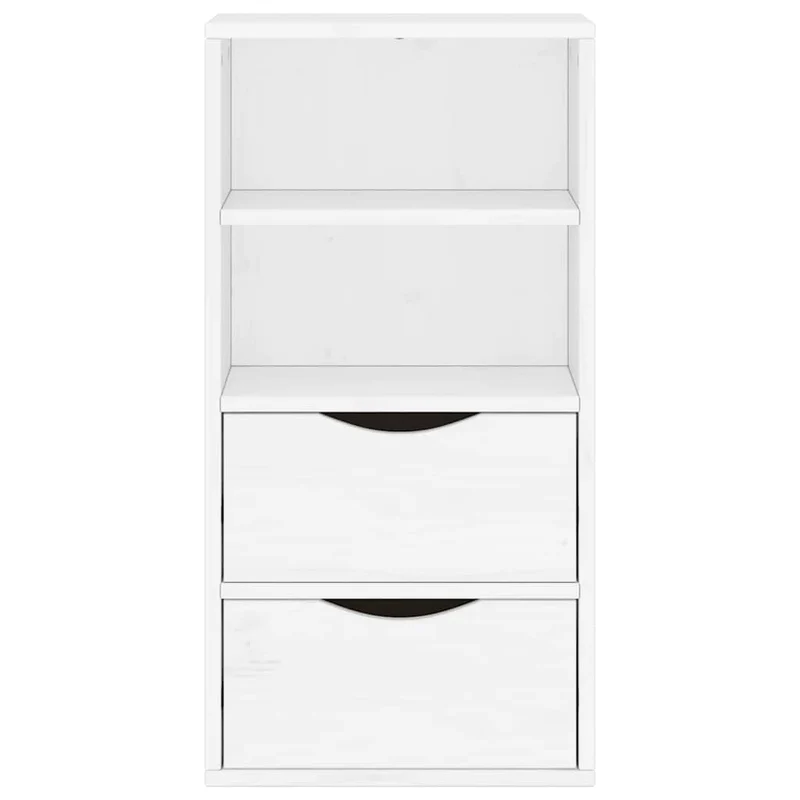 Armoire latérale classique avec 2 tiroirs et 2 étagères 40 x 24 x 79 cm en bois massif pin 02_0058041